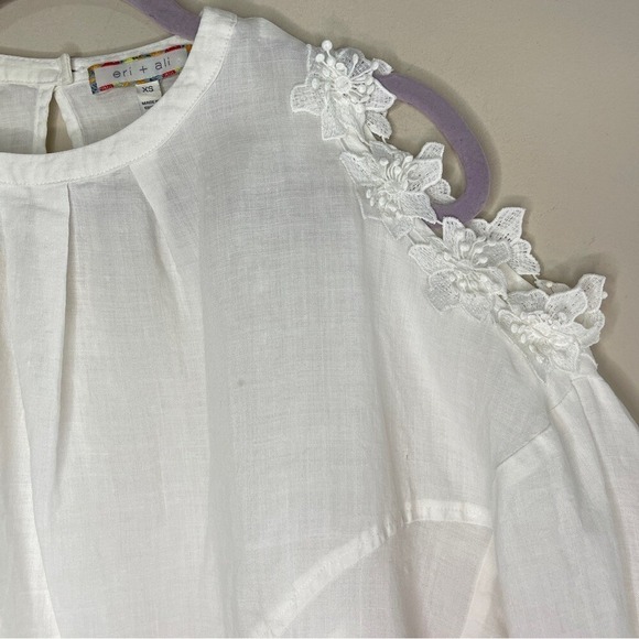 ERI+ALI Anthropologie Cold Shoulder Linen Top, XS - Picture 4 of 9